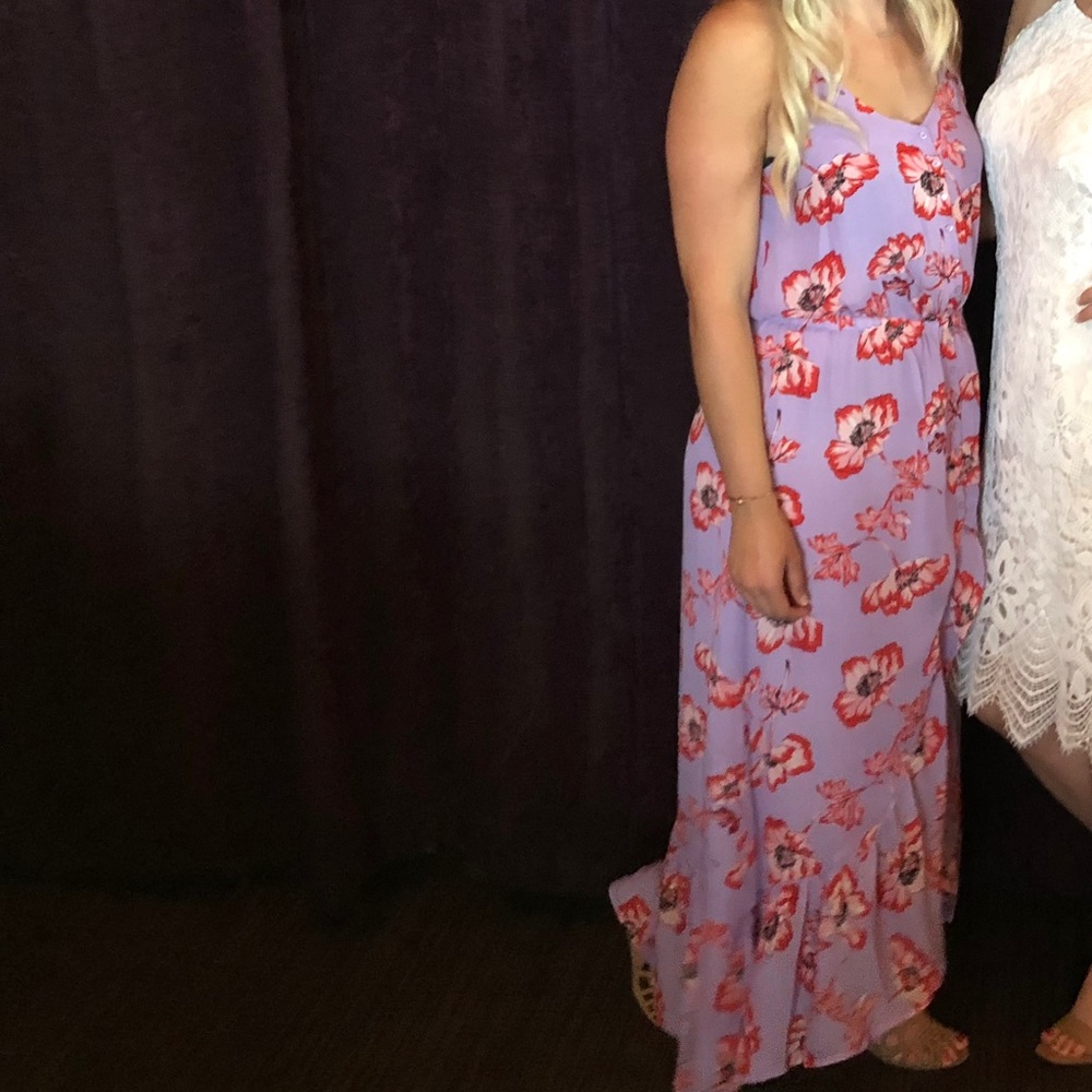 Red and purple high low dress